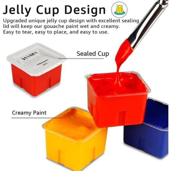 HIMI Gouache Paint Set, 24 Colors x 30ml/1oz with 3 Brushes & a Palette, Unique - Picture 6 of 7